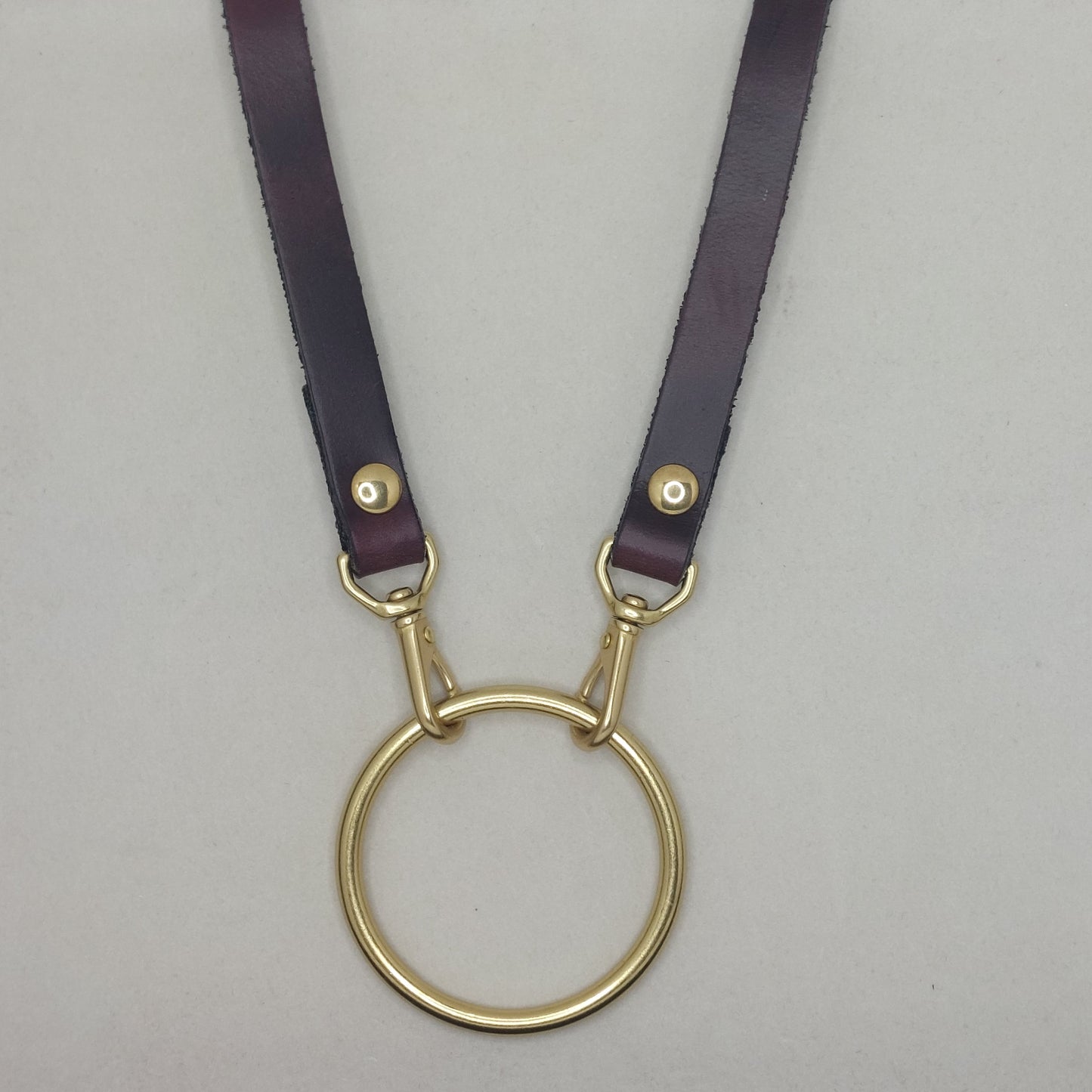 Nightshade Plum Leather Collar with 2" Oring. Custom Sized. High End.
