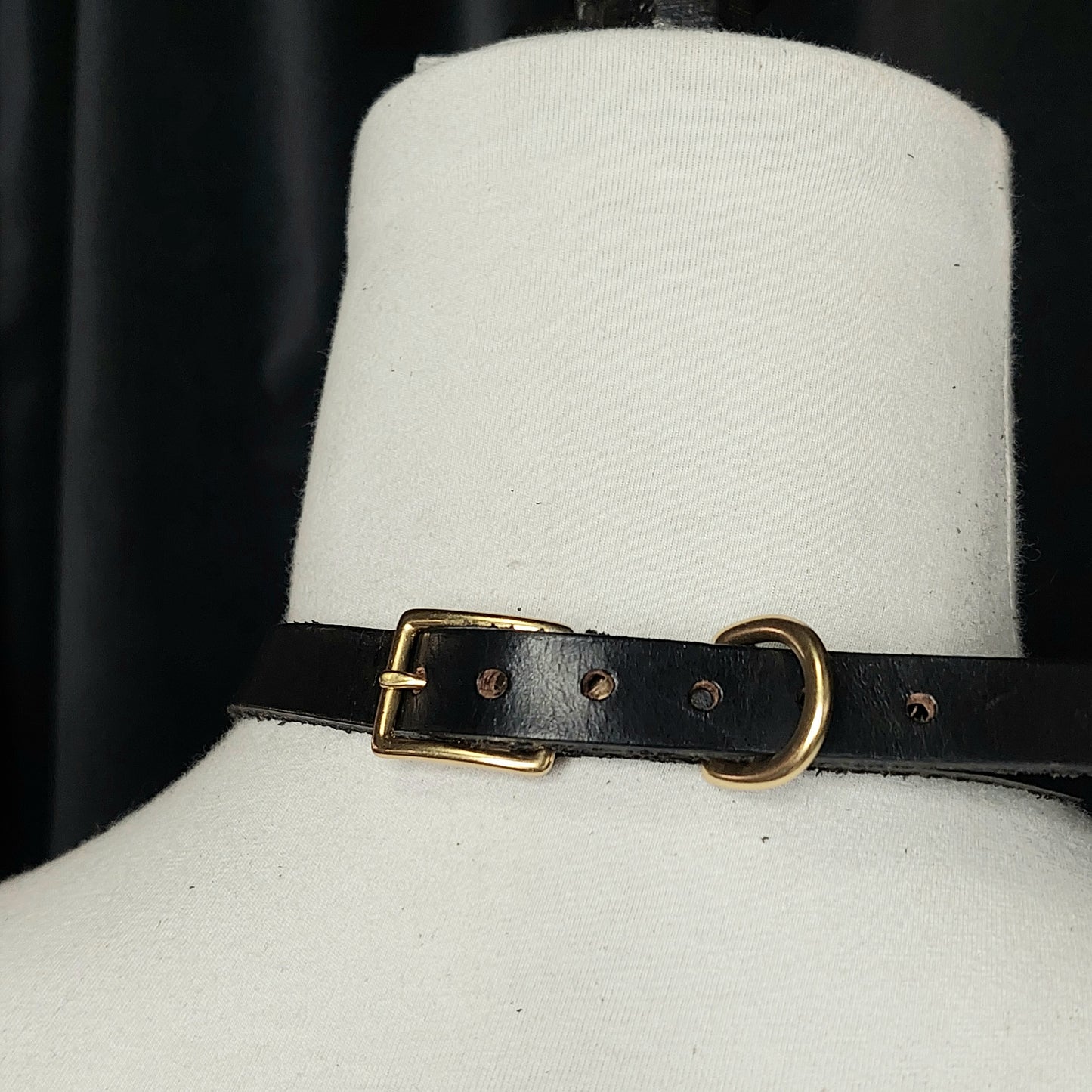 Moonscape Leather Choker. Labradorite Crescent moon and gold oring. Handmade. Witchy love.