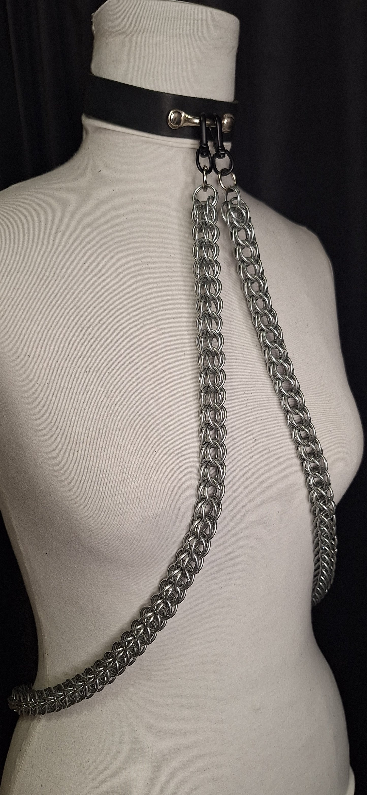 Snake Charmer Wrap. Chunky Steel Chainmail. Handmade. Snap to Collars, Cuffs, Wrap various ways.