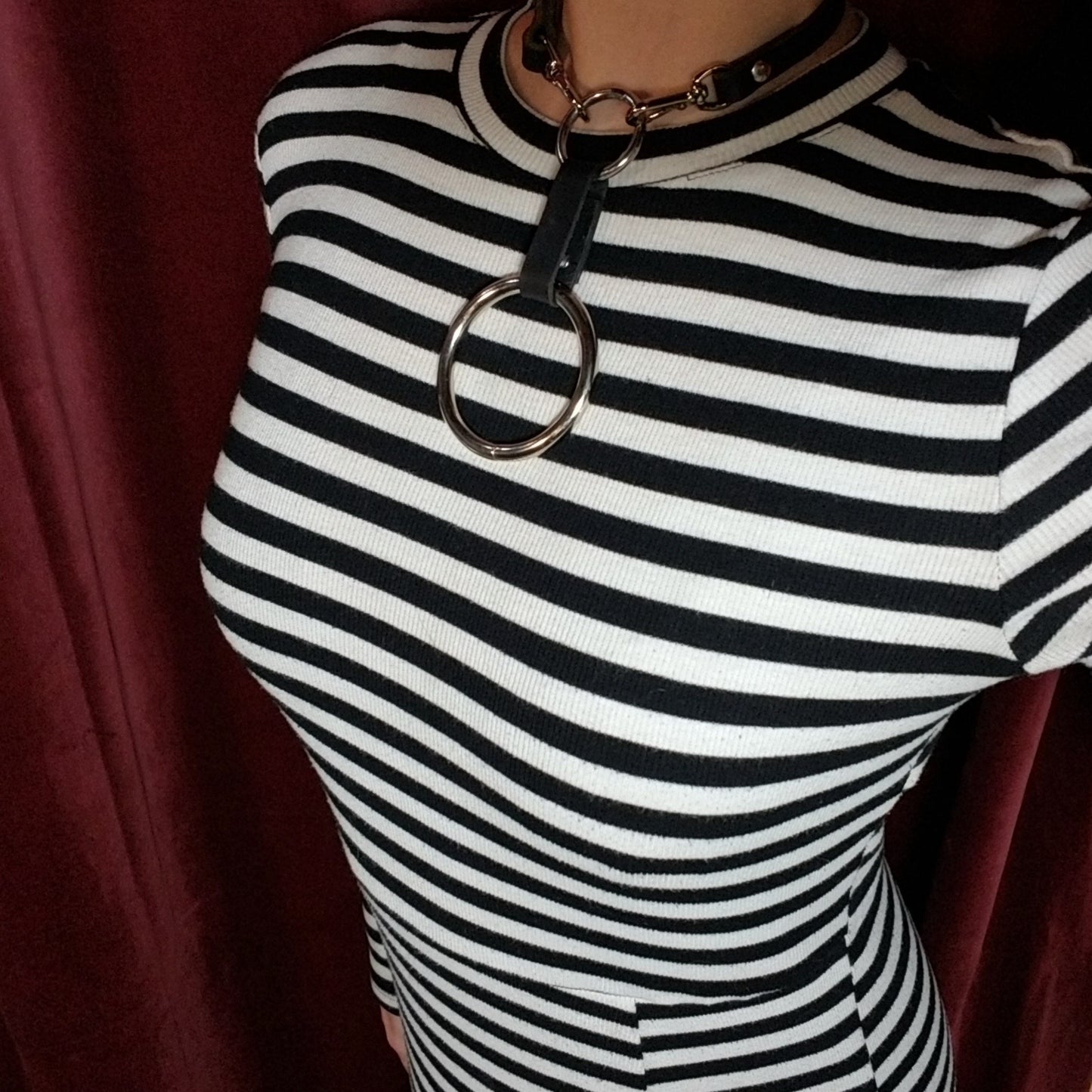 Unisex O-ring and leather add-on to Midnight Ruby leather collars. Adorn with your personalized charm collection, designed to mix and match.