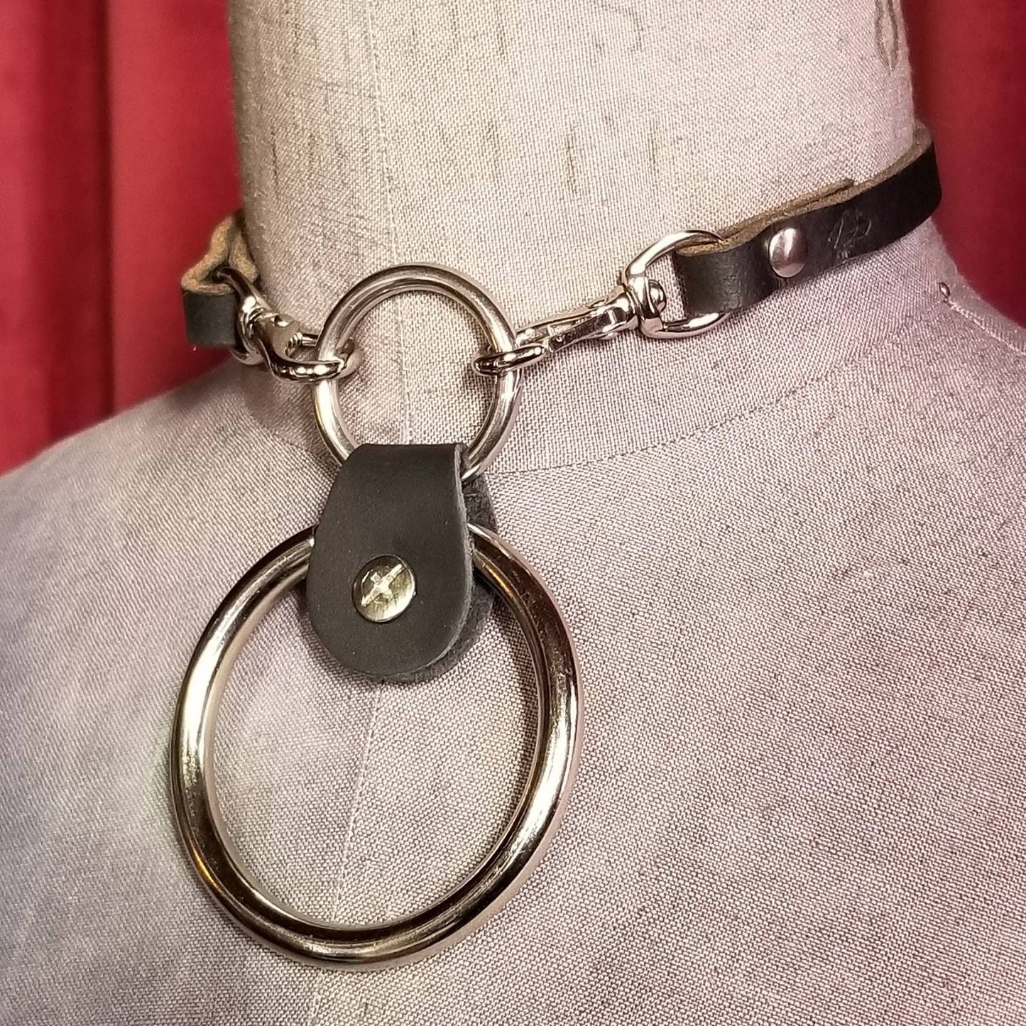 2 of Coins- Antique Brass, Double O-ring Leather Choker. Interchangeable. Customizable.