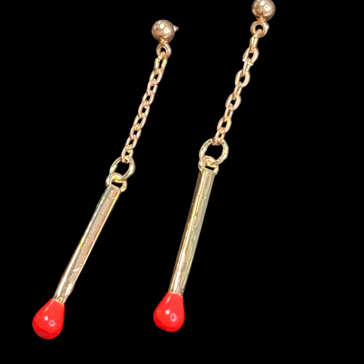 Strike it up. Gold matchstick post earrings.