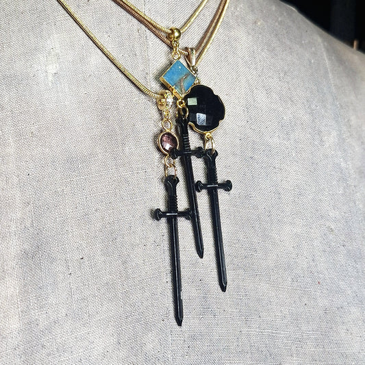 Sword & the Stone dagger necklace. Handmade goth minimalist necklace.