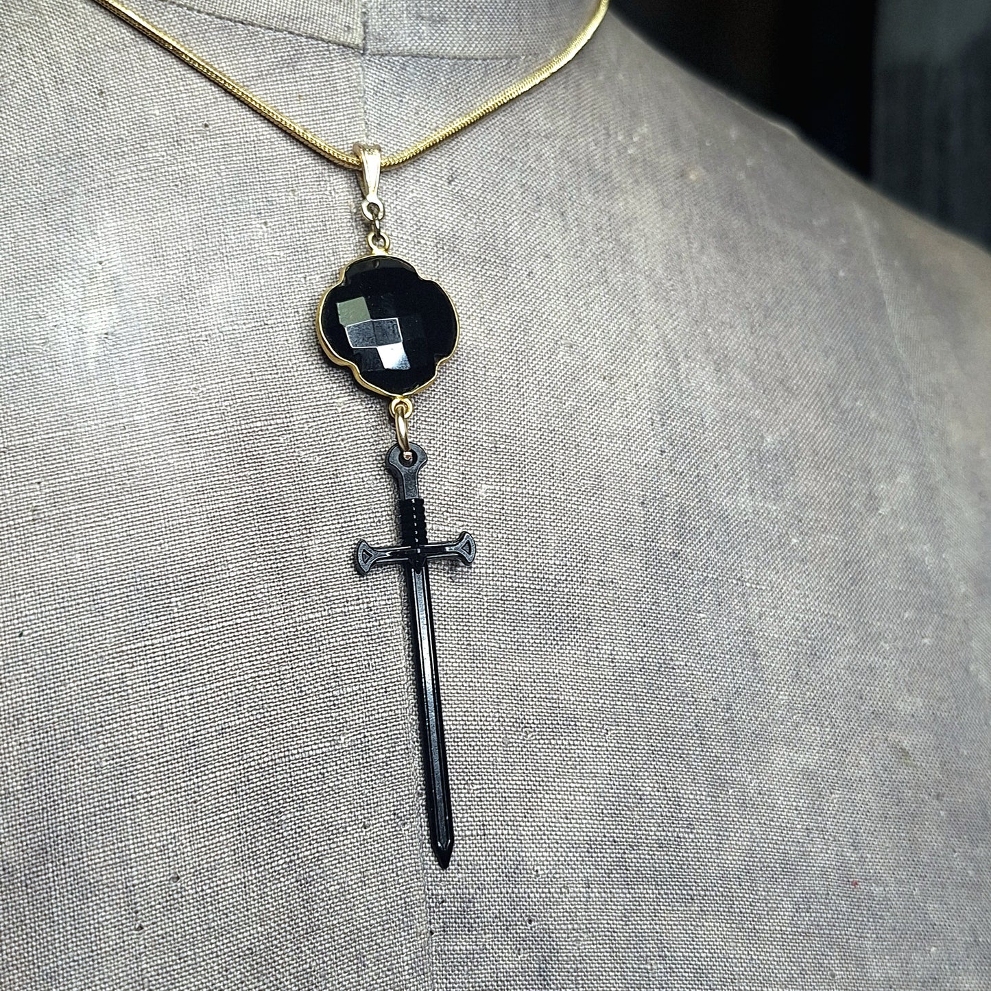 Sword & the Stone dagger necklace. Handmade goth minimalist necklace.