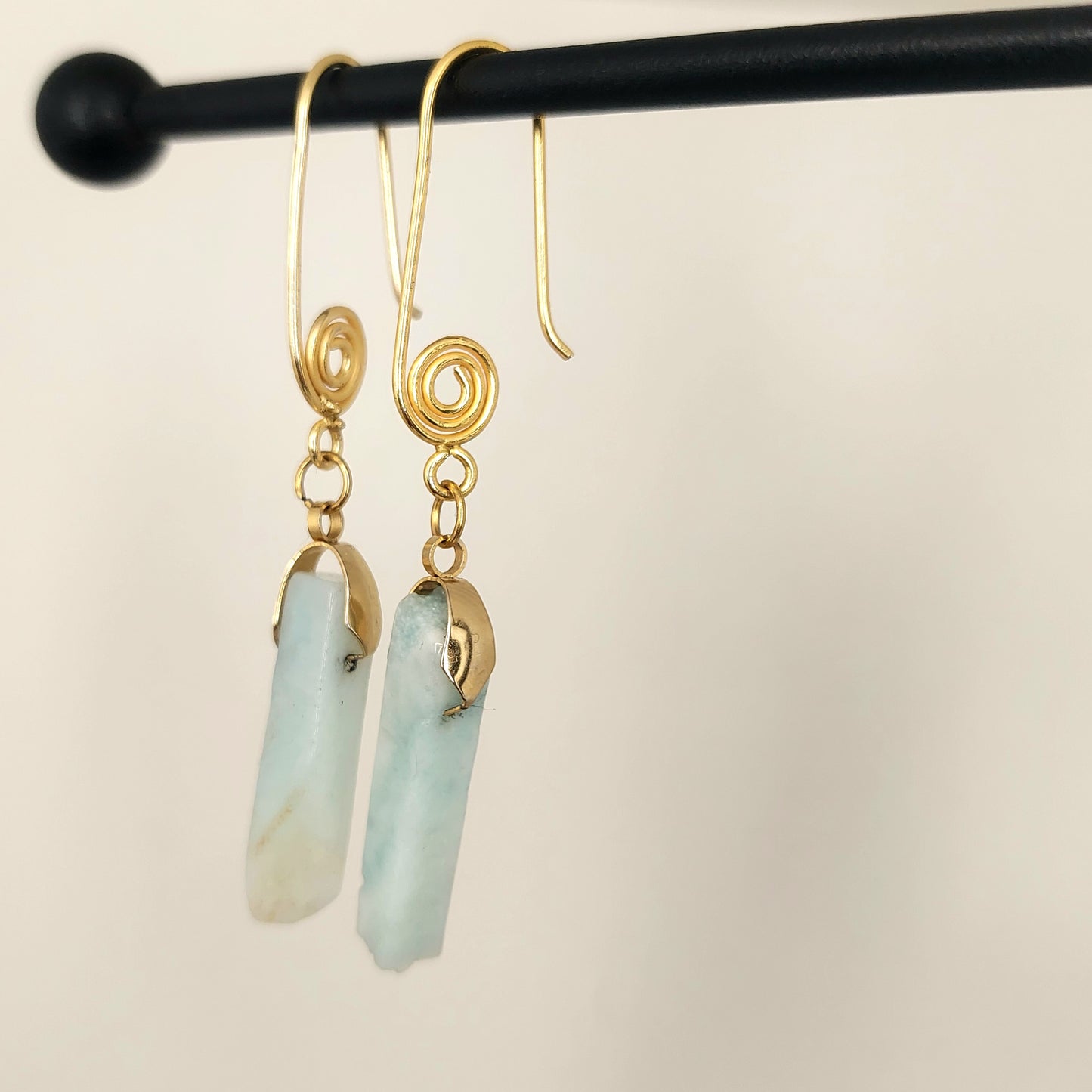 Blue Aragonite & Gold Earrings