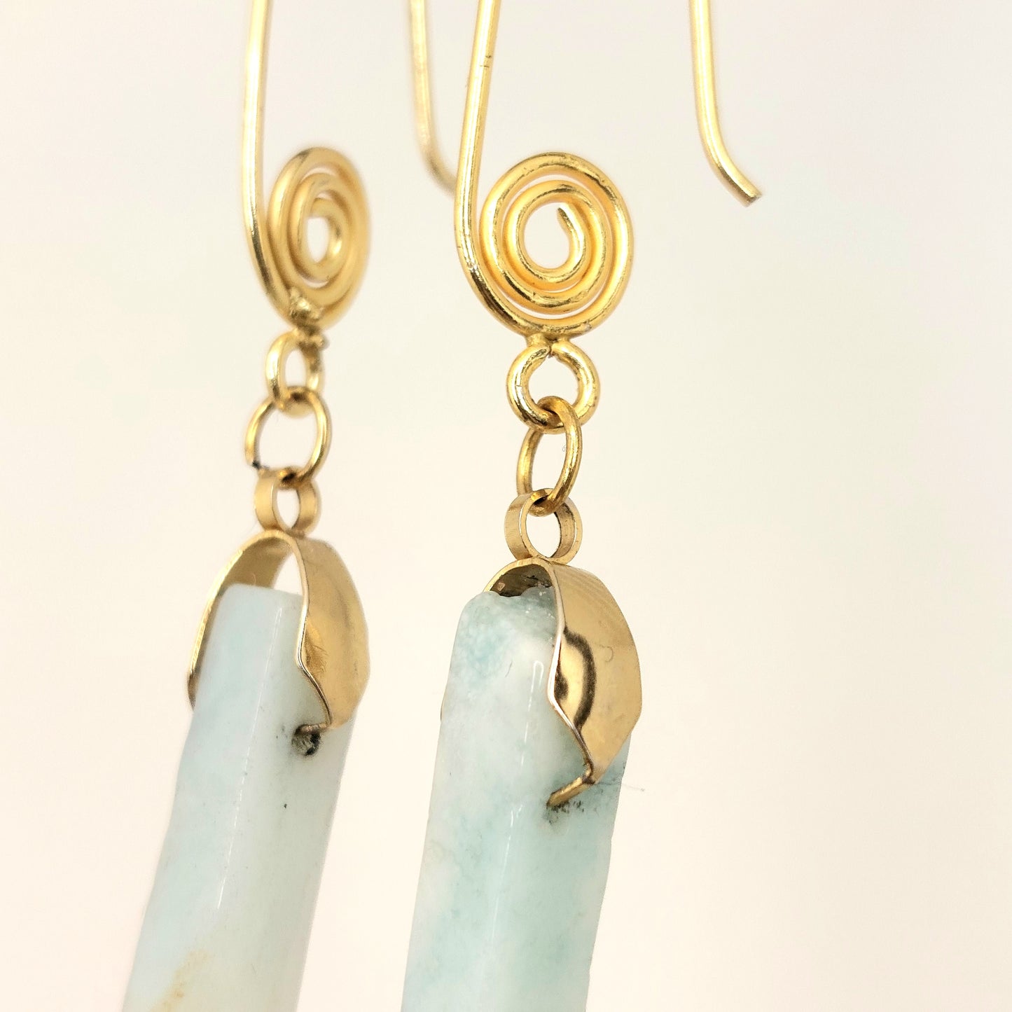 Blue Aragonite & Gold Earrings