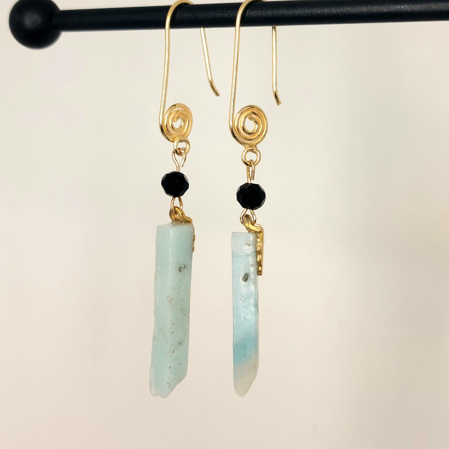 Blue Aragonite & Gold Earrings