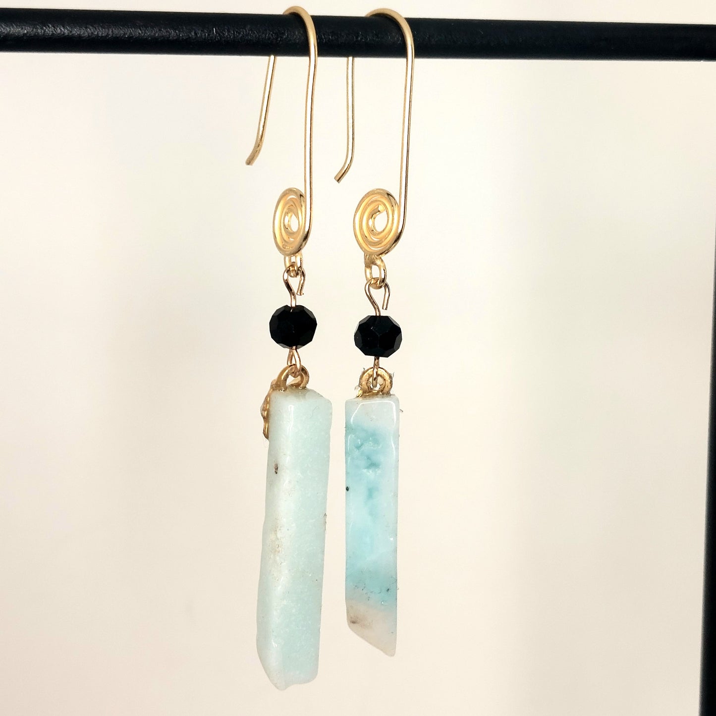 Blue Aragonite & Gold Earrings