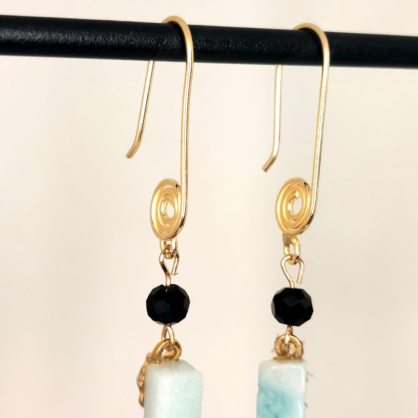 Blue Aragonite & Gold Earrings