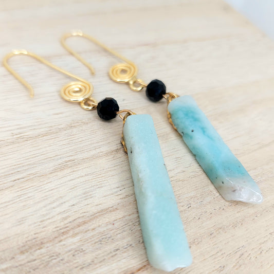 Blue Aragonite & Gold Earrings