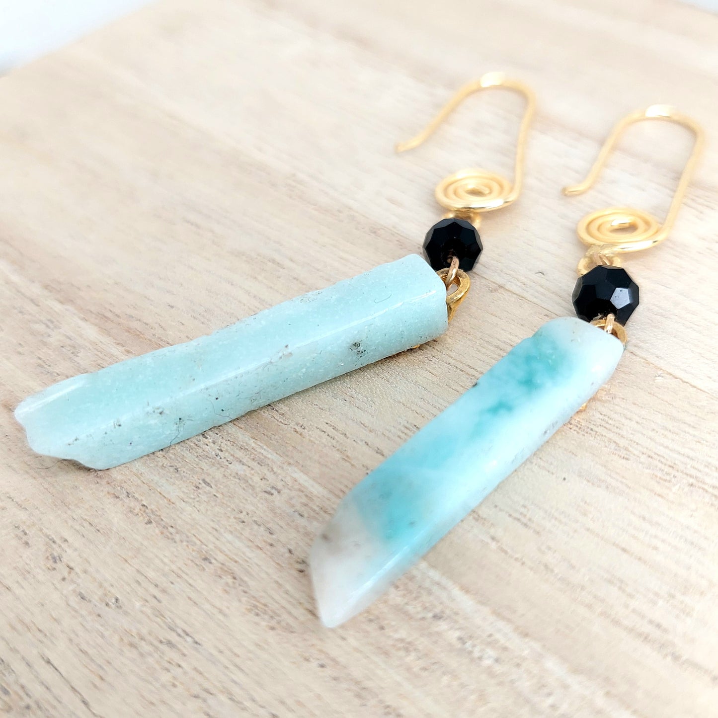 Blue Aragonite & Gold Earrings