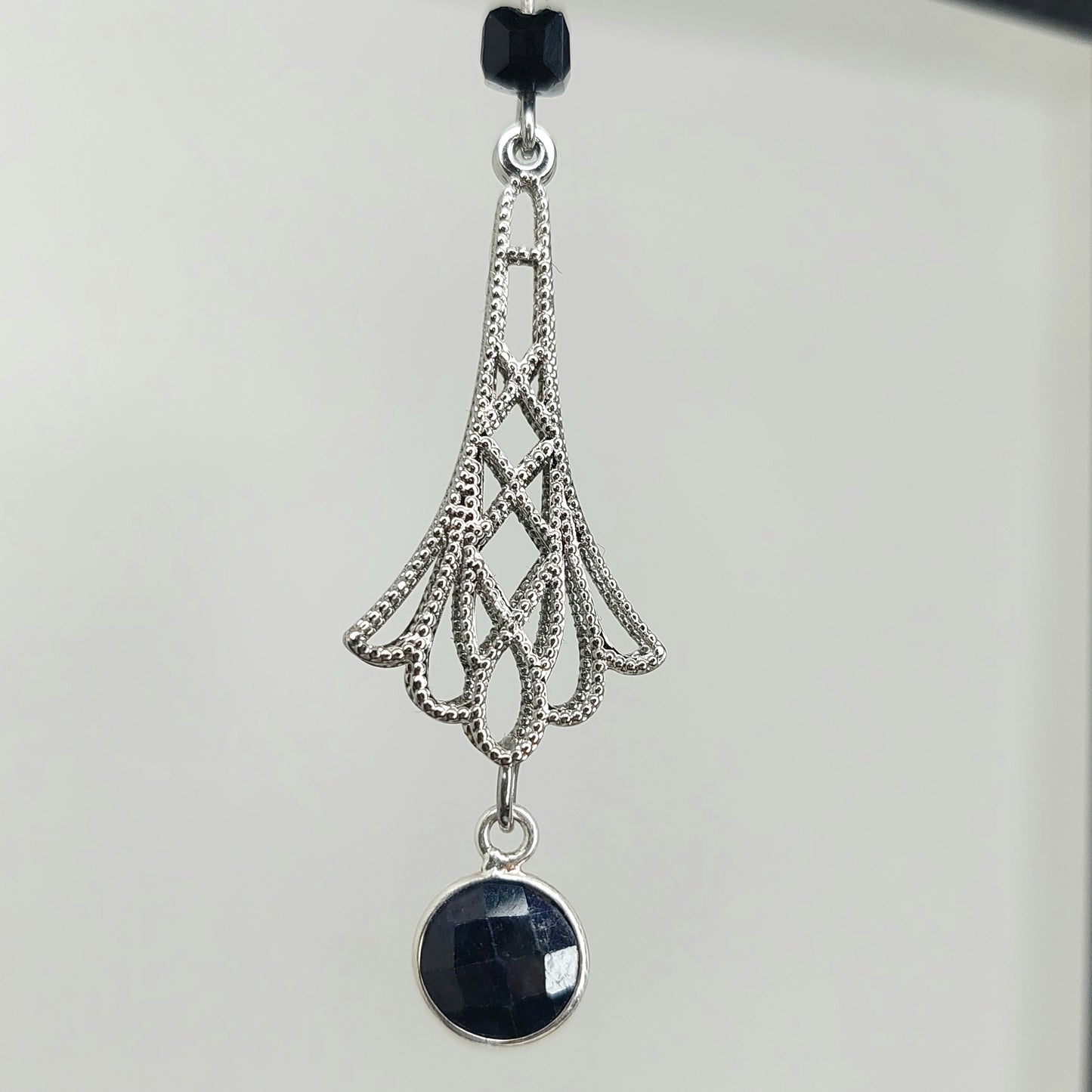 Sapphire Filigree Drop Earrings