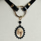 Gold Tooth Cameo Leather Necklace. Gold plated O-Ring.