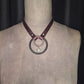 Plum leather collar with Moonstone Star Pendant