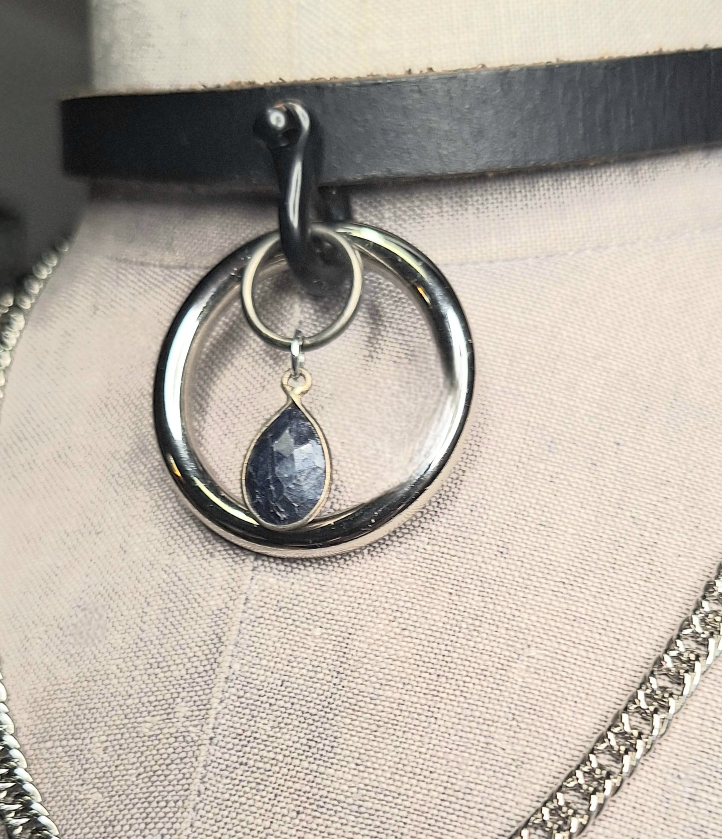 Draped Chain, Sapphire, and Leather Choker