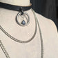 Draped Chain, Sapphire, and Leather Choker