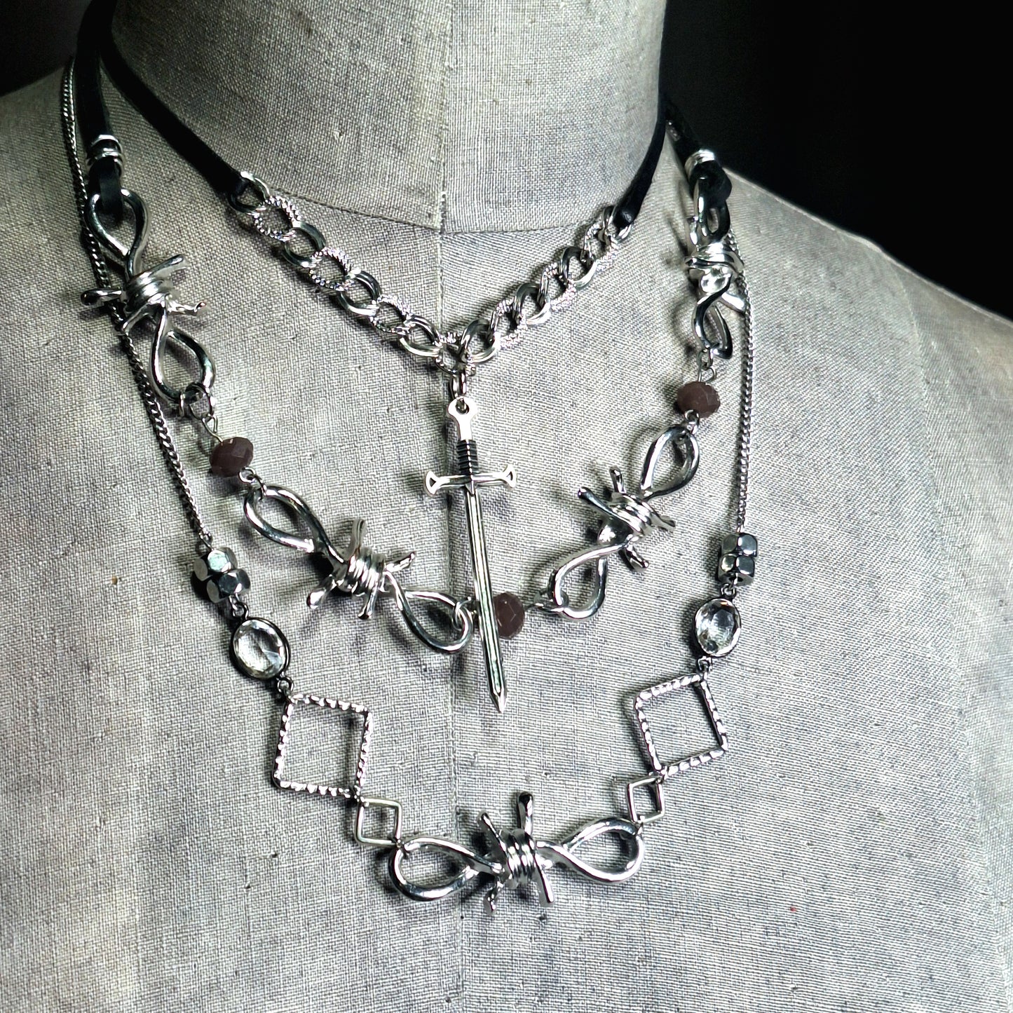 Sword & the Stone dagger necklace. Handmade goth minimalist necklace.