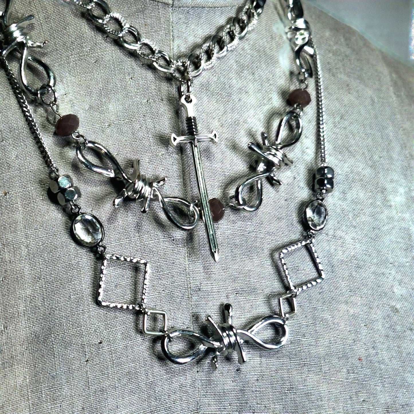 Sword & the Stone dagger necklace. Handmade goth minimalist necklace.