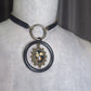 Season of the Witch, Double Oring Choker with Dried Pressed Flowers Adornment Centerpiece.