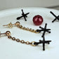 Jacks earrings. Gold chain & black jacks charms.