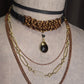 Foundry Tear Chainmail Layered Necklace. Copper & gold finish. Black leather.  One-of-a-kind. Handmade.