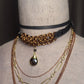 Foundry Tear Chainmail Layered Necklace. Copper & gold finish. Black leather.  One-of-a-kind. Handmade.