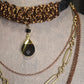 Foundry Tear Chainmail Layered Necklace. Copper & gold finish. Black leather.  One-of-a-kind. Handmade.