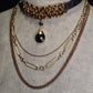Foundry Tear Chainmail Layered Necklace. Copper & gold finish. Black leather.  One-of-a-kind. Handmade.