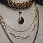 Foundry Tear Chainmail Layered Necklace. Copper & gold finish. Black leather.  One-of-a-kind. Handmade.