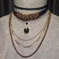 Foundry Tear Chainmail Layered Necklace. Copper & gold finish. Black leather.  One-of-a-kind. Handmade.