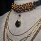 Foundry Tear Chainmail Layered Necklace. Copper & gold finish. Black leather.  One-of-a-kind. Handmade.
