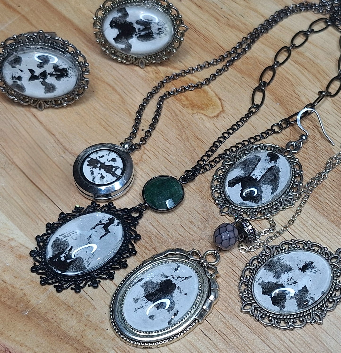 Rorschach Test I pendant necklace. Handmade. One-of-a-kind.