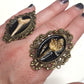 Shark tooth cameo ring. Antique finish statement ring. Adjustable.