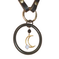 Luna Eclipse Statement Necklace. Leather, steel, Moonstone. Handmade.