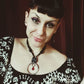 Miss Ruby Red Crystal & Silver Oring Choker. Chic Goth style.