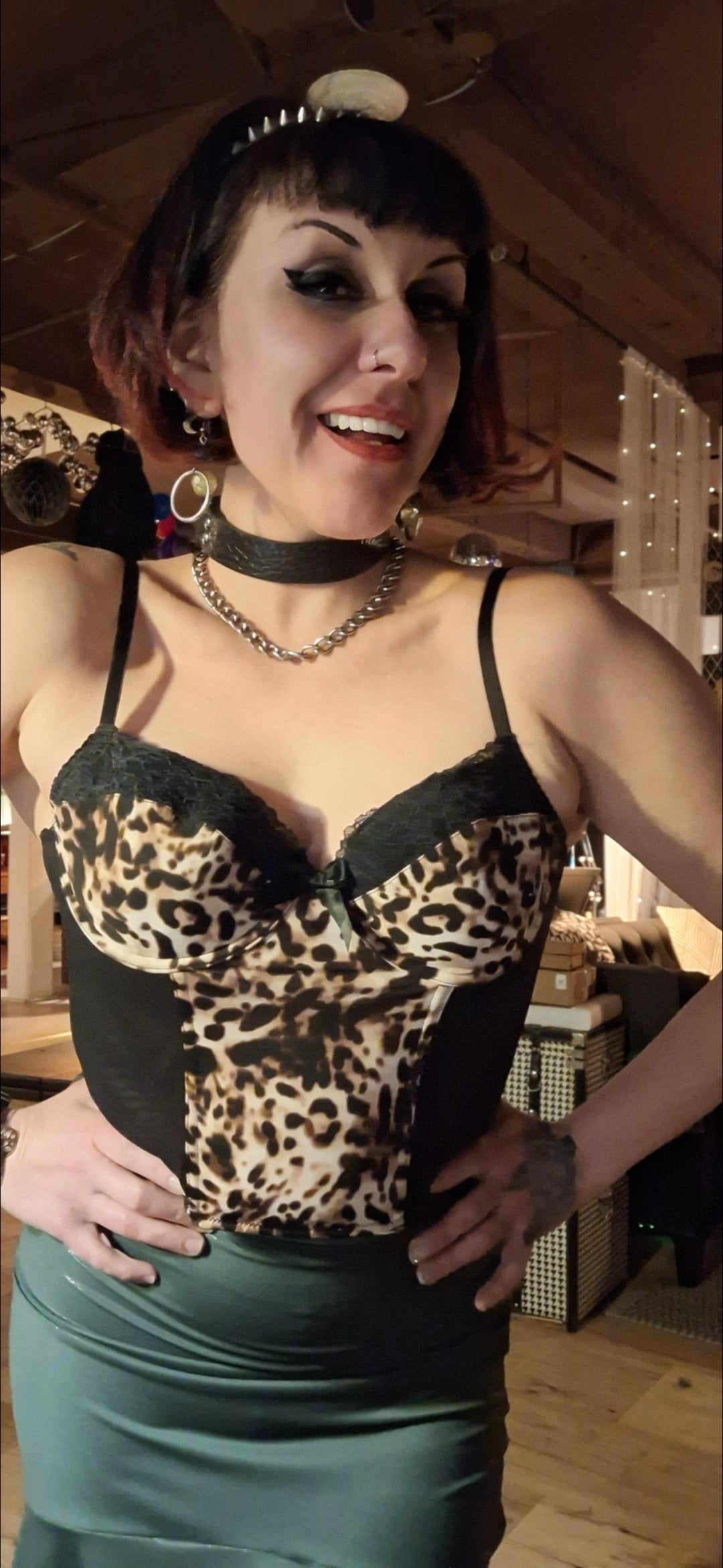 The Joannie. A black leather and silver curb chain, layered necklace. Handmade.