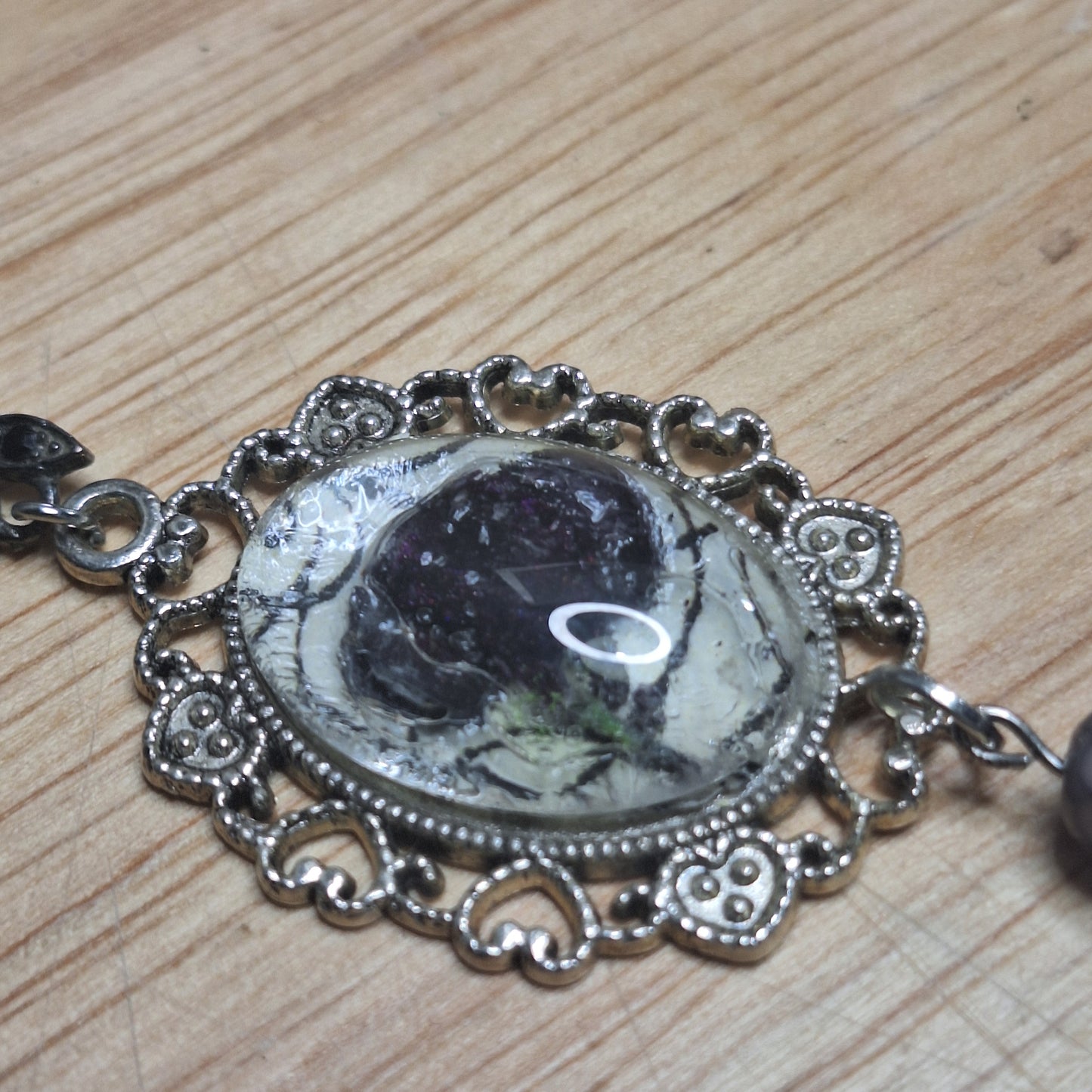 Enchanted Forest Botanical Necklace. One-of-a-kind pressed flower pendant.