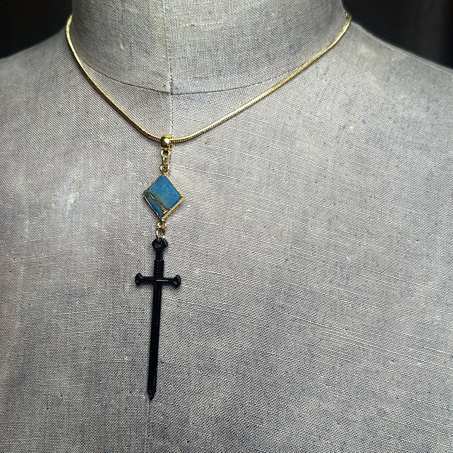 Sword & the Stone dagger necklace. Handmade goth minimalist necklace.