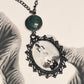 Rorschach Test II. Emerald & Ink Blot Pendant Necklace. Handmade. One-of-a-kind.