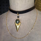 Labradorite Apex — Leather & Gold Statement Necklace