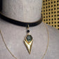 Labradorite Apex — Leather & Gold Statement Necklace