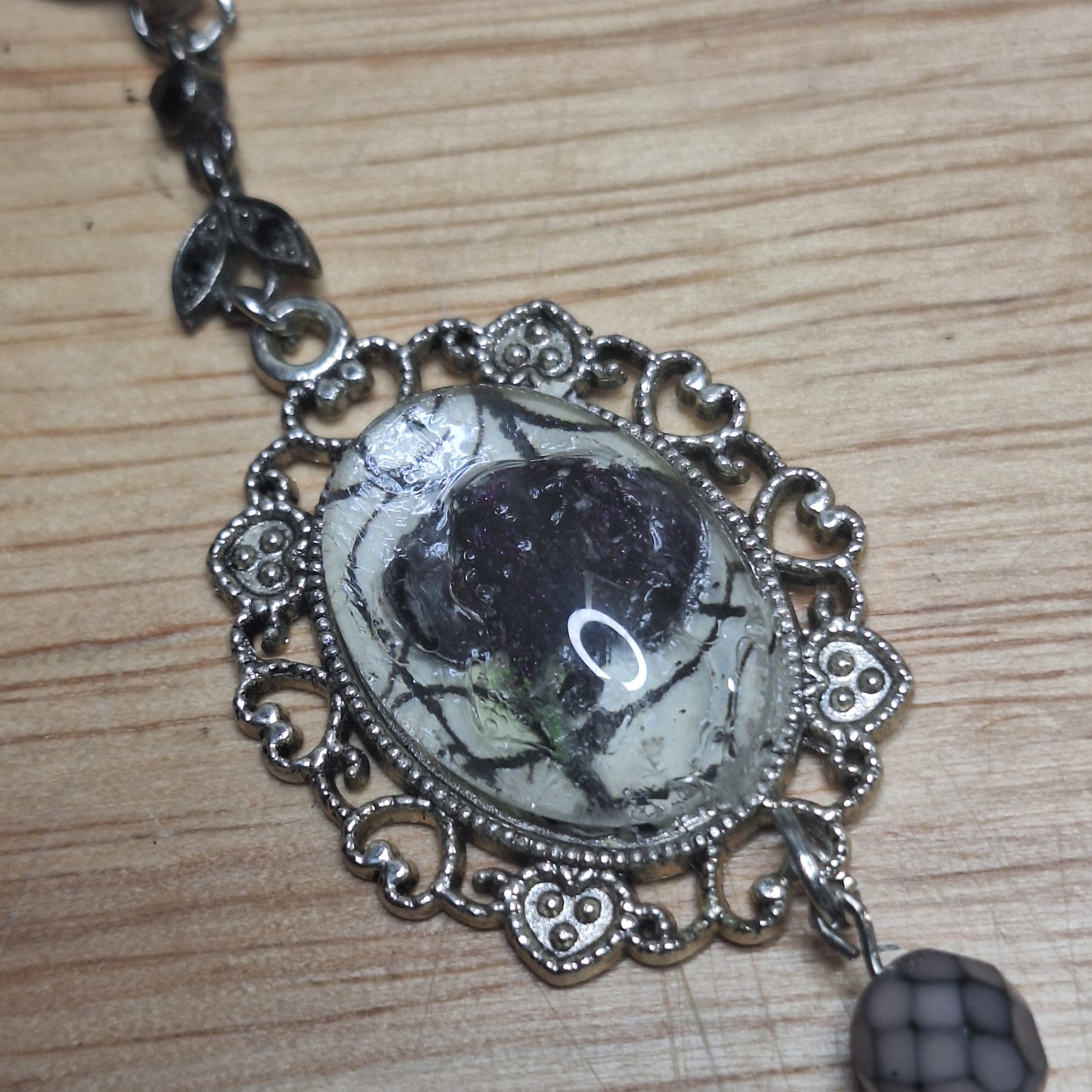 Enchanted Forest Botanical Necklace. One-of-a-kind pressed flower pendant.